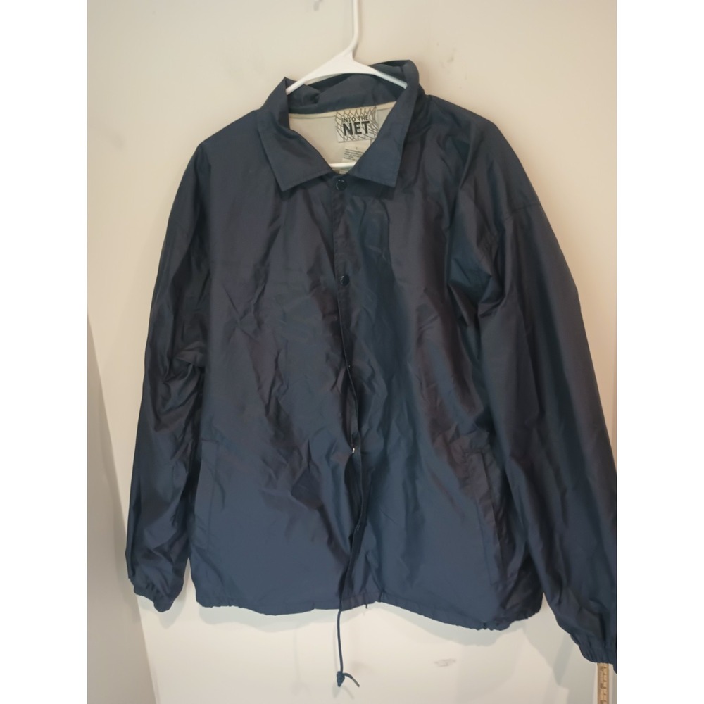 Vintage Into The Net Mens Large Blue Coaches Jacket Snap Button Nylon Coat L